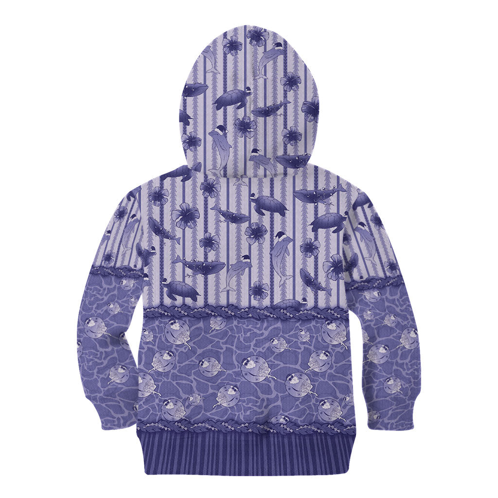 Hawaii Christmas In July Kid Hoodie Amethyst Purple Mele Kalikimaka Sea Animals DT05 - Polynesian Pride