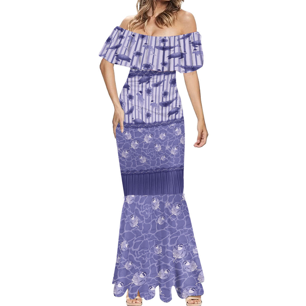 Hawaii Christmas In July Mermaid Dress Amethyst Purple Mele Kalikimaka Sea Animals DT05 - Polynesian Pride
