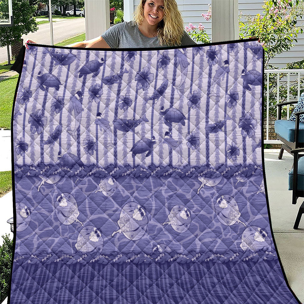Hawaii Christmas In July Quilt Amethyst Purple Mele Kalikimaka Sea Animals