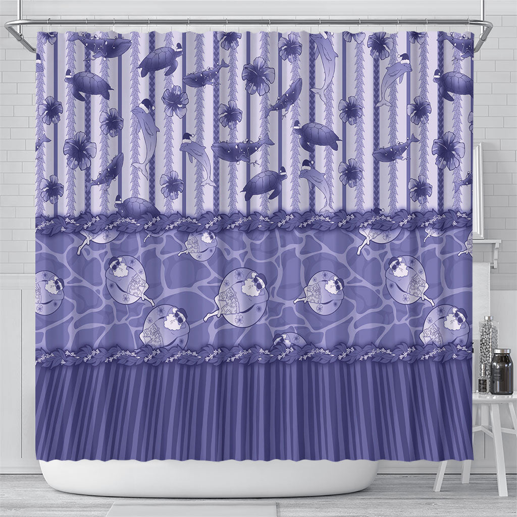Hawaii Christmas In July Shower Curtain Amethyst Purple Mele Kalikimaka Sea Animals DT05 - Polynesian Pride