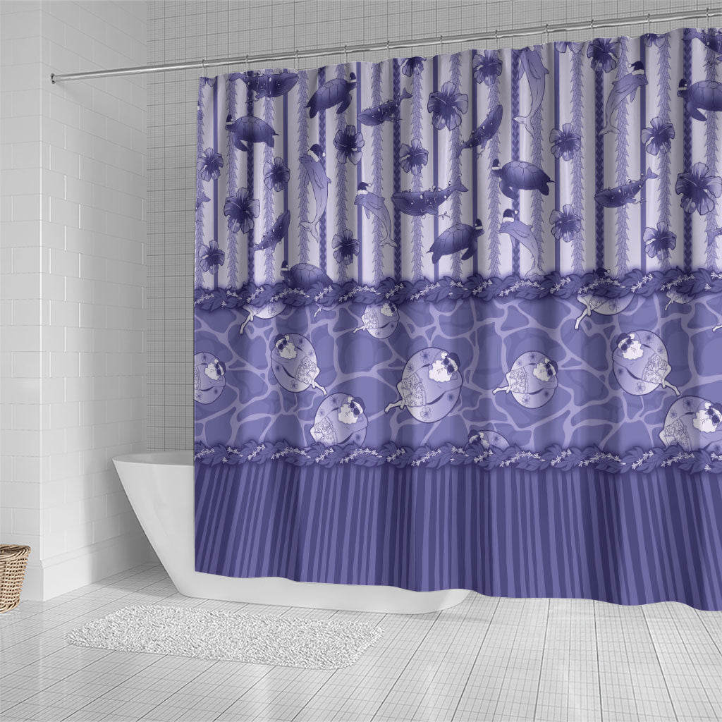 Hawaii Christmas In July Shower Curtain Amethyst Purple Mele Kalikimaka Sea Animals DT05 - Polynesian Pride