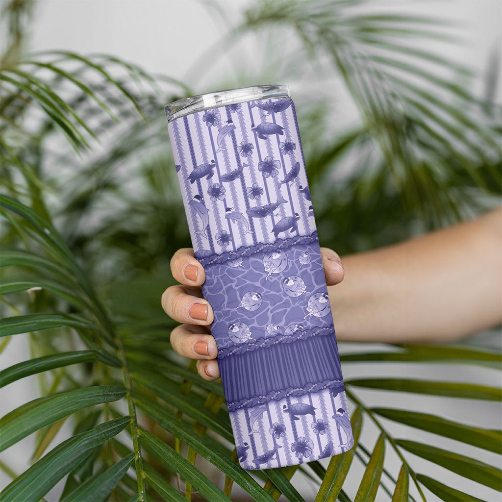 Hawaii Christmas In July Skinny Tumbler Amethyst Purple Mele Kalikimaka Sea Animals DT05 - Polynesian Pride