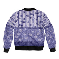 Hawaii Christmas In July Sleeve Zip Bomber Jacket Amethyst Purple Mele Kalikimaka Sea Animals