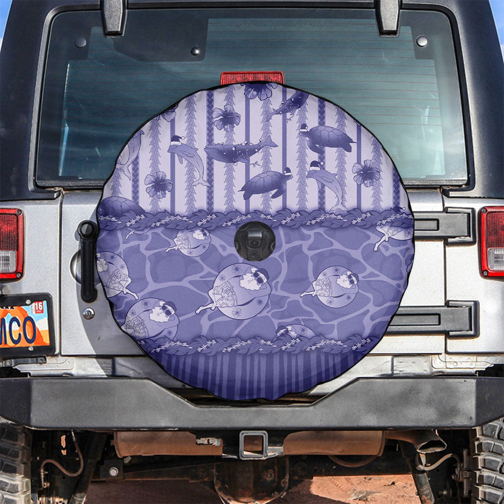Hawaii Christmas In July Spare Tire Cover Amethyst Purple Mele Kalikimaka Sea Animals DT05 Purple - Polynesian Pride