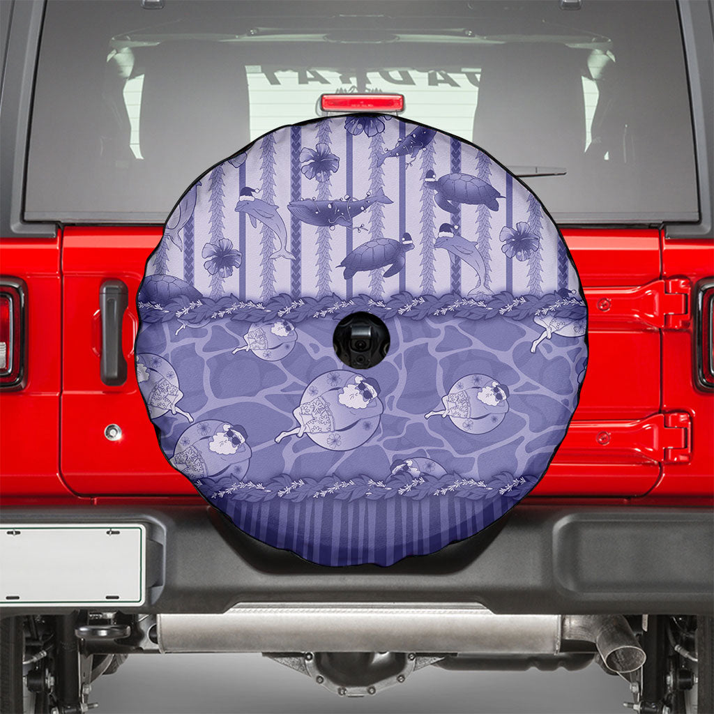 Hawaii Christmas In July Spare Tire Cover Amethyst Purple Mele Kalikimaka Sea Animals DT05 - Polynesian Pride