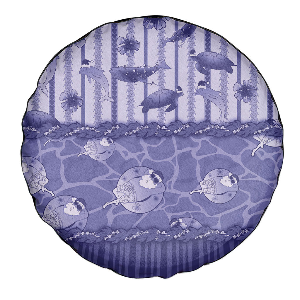 Hawaii Christmas In July Spare Tire Cover Amethyst Purple Mele Kalikimaka Sea Animals DT05 - Polynesian Pride