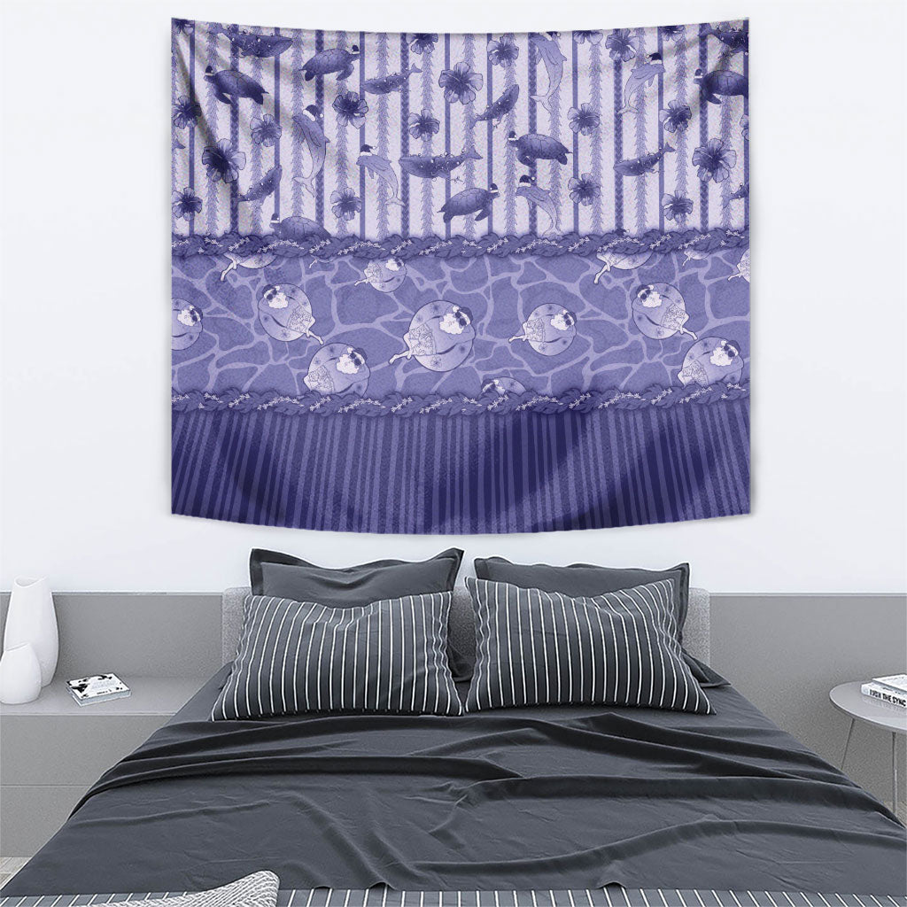 Hawaii Christmas In July Tapestry Amethyst Purple Mele Kalikimaka Sea Animals