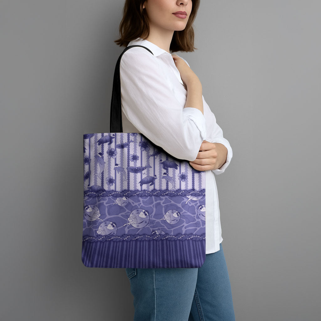Hawaii Christmas In July Tote Bag Amethyst Purple Mele Kalikimaka Sea Animals DT05 - Polynesian Pride