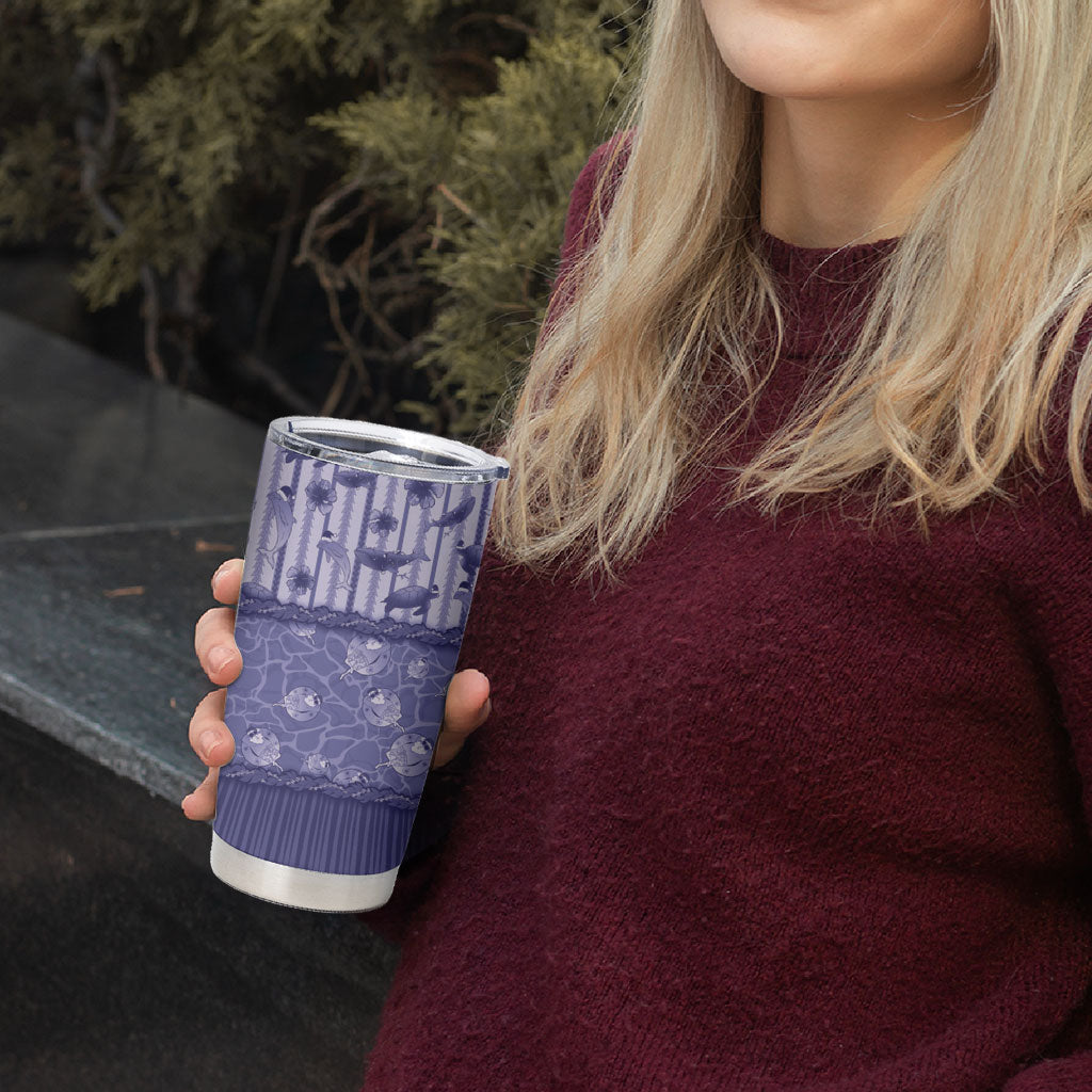Hawaii Christmas In July Tumbler Cup Amethyst Purple Mele Kalikimaka Sea Animals DT05 - Polynesian Pride