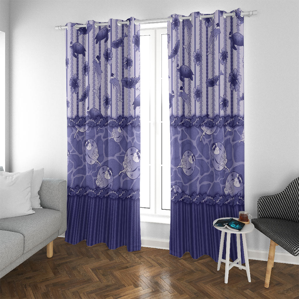 Hawaii Christmas In July Window Curtain Amethyst Purple Mele Kalikimaka Sea Animals