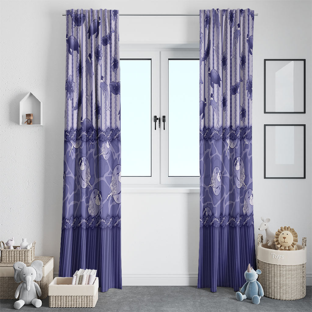 Hawaii Christmas In July Window Curtain Amethyst Purple Mele Kalikimaka Sea Animals