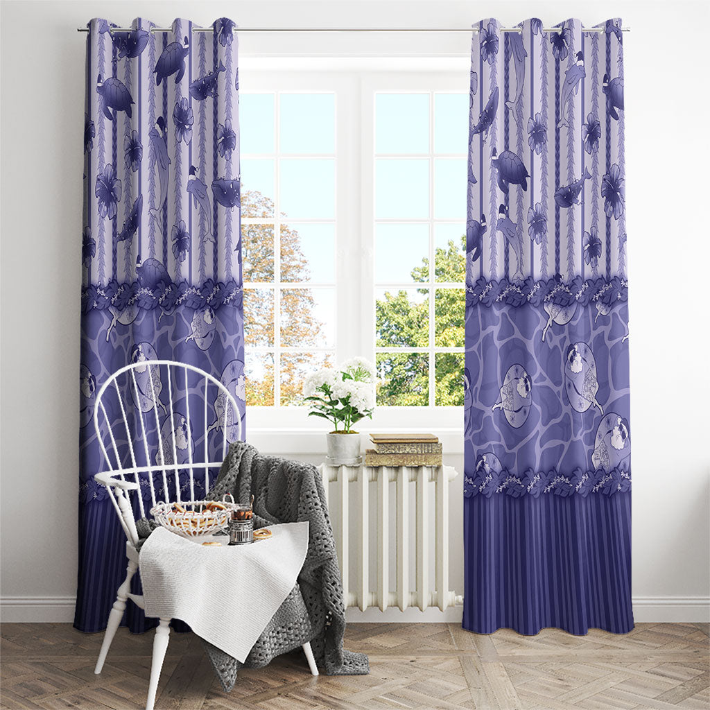 Hawaii Christmas In July Window Curtain Amethyst Purple Mele Kalikimaka Sea Animals