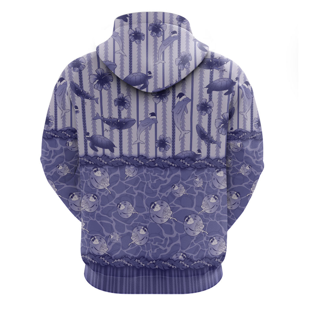 Hawaii Christmas In July Zip Hoodie Amethyst Purple Mele Kalikimaka Sea Animals DT05 - Polynesian Pride