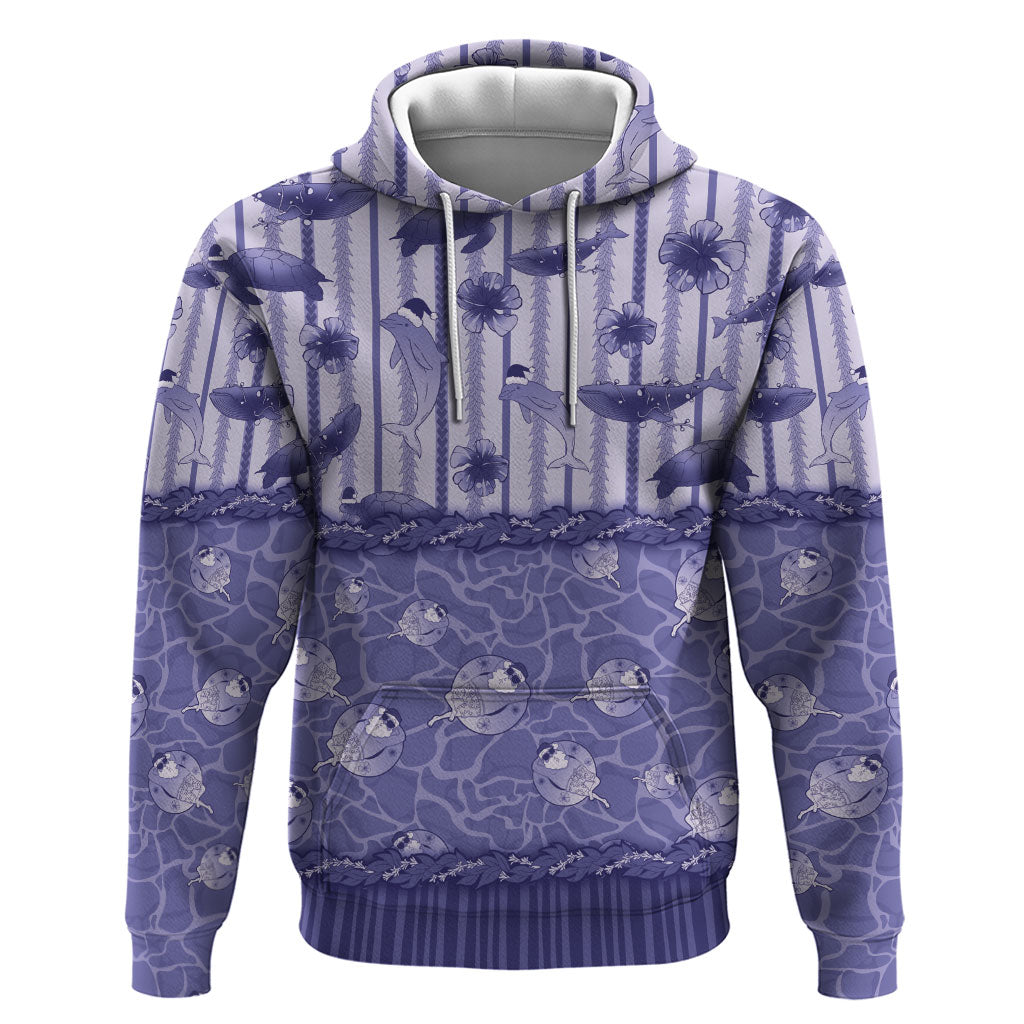 Hawaii Christmas In July Zip Hoodie Amethyst Purple Mele Kalikimaka Sea Animals DT05 Pullover Hoodie Purple - Polynesian Pride