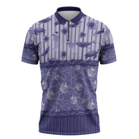 Hawaii Christmas In July Zipper Polo Shirt Amethyst Purple Mele Kalikimaka Sea Animals DT05 Purple - Polynesian Pride