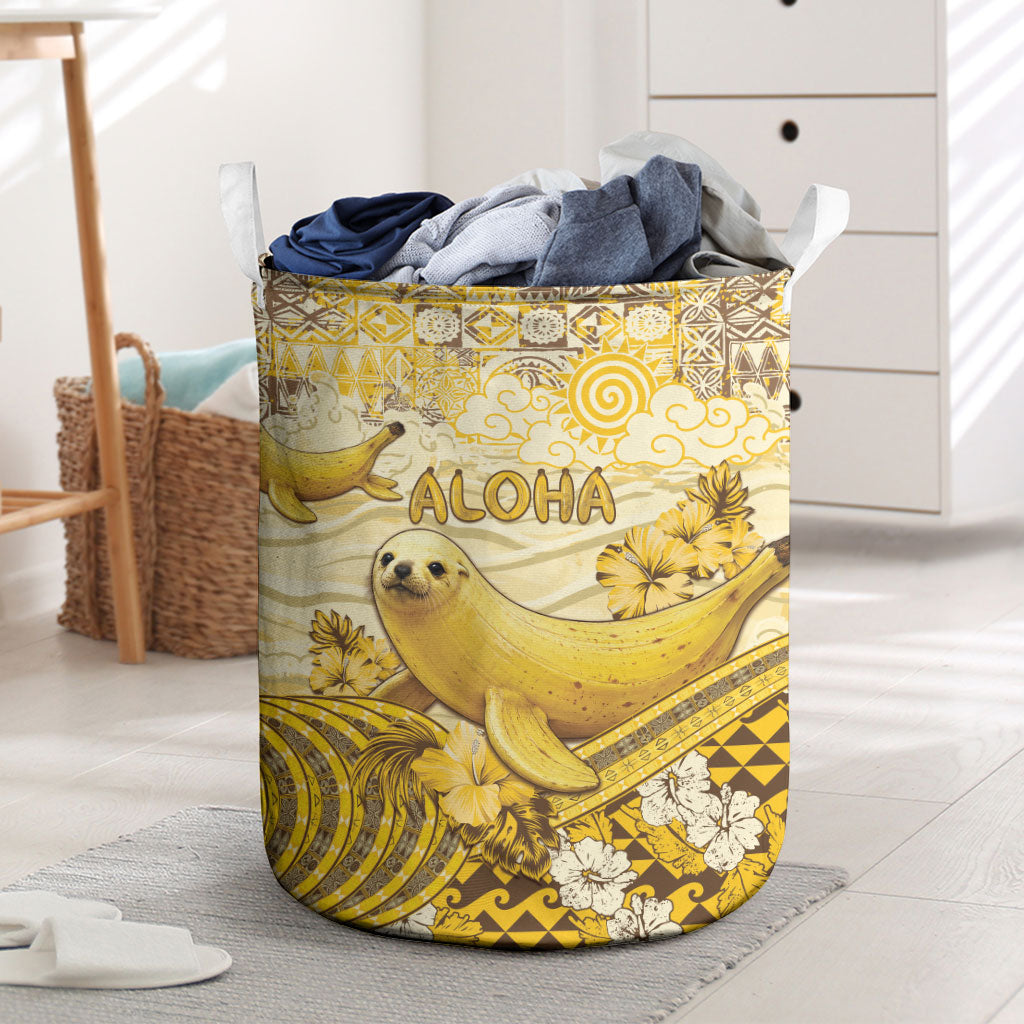 Hawaii Banana Seal Laundry Basket Ilio Holo I Ka Uaua Aloha DT05 Yellow - Polynesian Pride