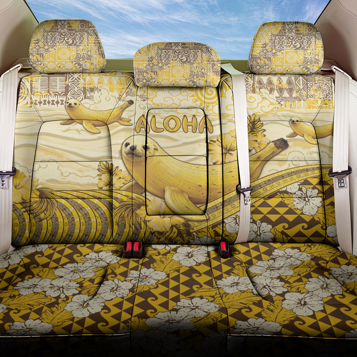 Hawaii Banana Seal Back Car Seat Cover Ilio Holo I Ka Uaua Aloha DT05 One Size Yellow - Polynesian Pride