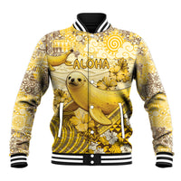 Hawaii Banana Seal Baseball Jacket Ilio Holo I Ka Uaua Aloha DT05 Unisex Yellow - Polynesian Pride