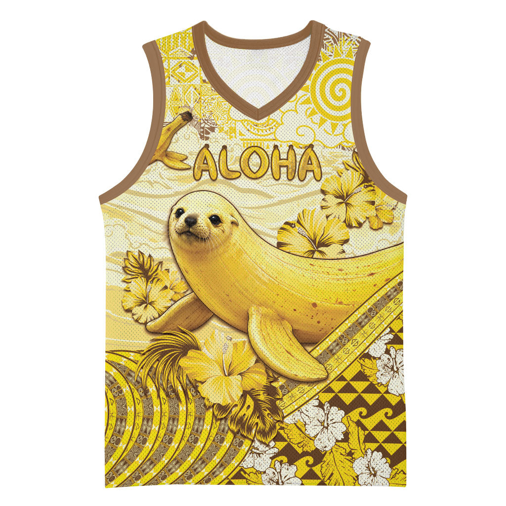 Hawaii Banana Seal Basketball Jersey Ilio Holo I Ka Uaua Aloha DT05 Unisex Yellow - Polynesian Pride