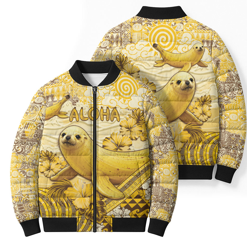 Hawaii Banana Seal Bomber Puffer Jacket Ilio Holo I Ka Uaua Aloha DT05 - Polynesian Pride