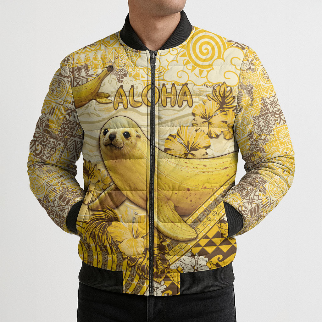 Hawaii Banana Seal Bomber Puffer Jacket Ilio Holo I Ka Uaua Aloha DT05 - Polynesian Pride