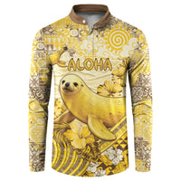 Hawaii Banana Seal Button Sweatshirt Ilio Holo I Ka Uaua Aloha DT05 Yellow - Polynesian Pride