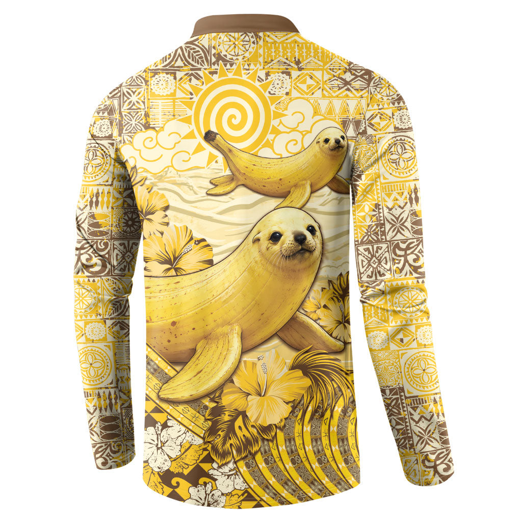 Hawaii Banana Seal Button Sweatshirt Ilio Holo I Ka Uaua Aloha DT05 - Polynesian Pride