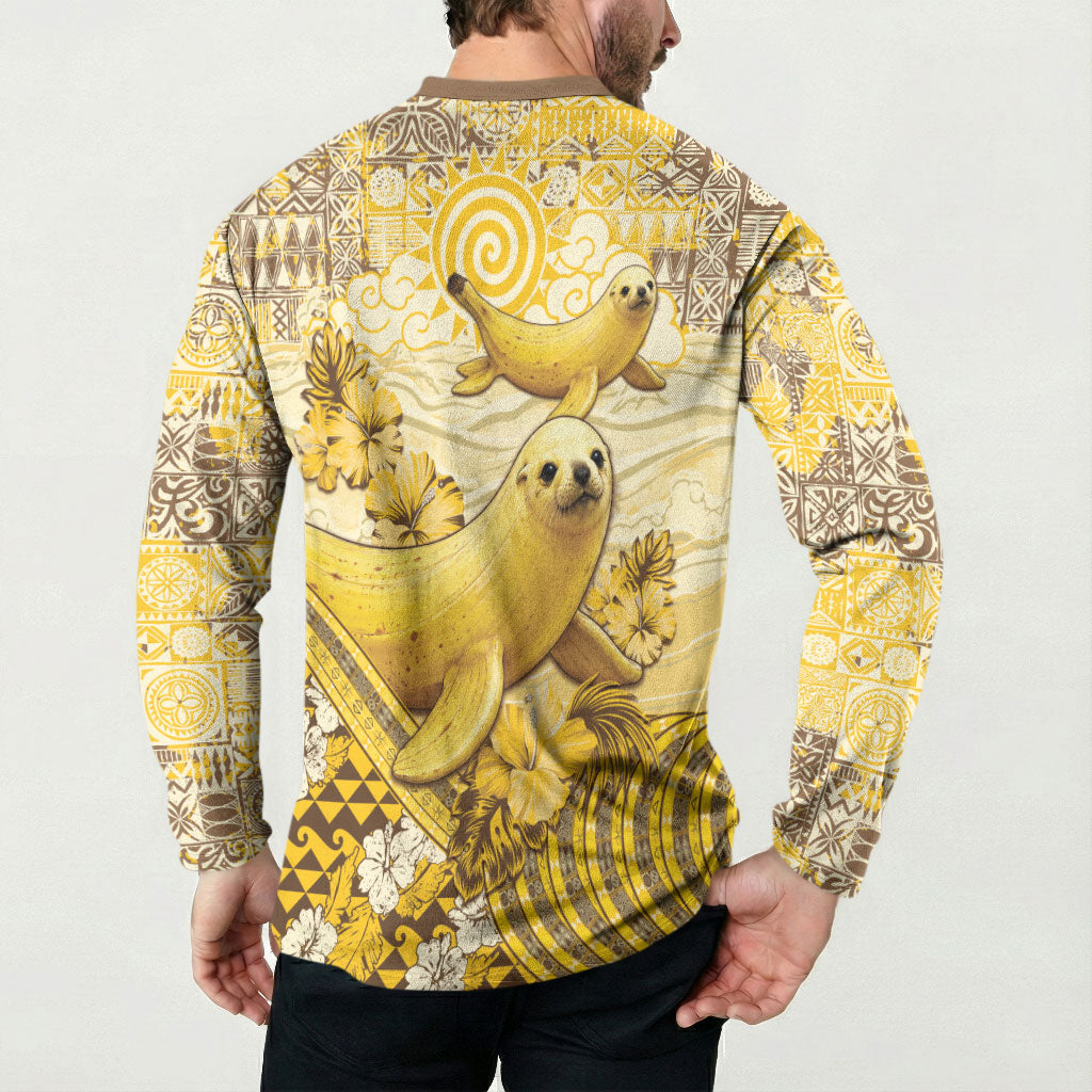 Hawaii Banana Seal Button Sweatshirt Ilio Holo I Ka Uaua Aloha DT05 - Polynesian Pride