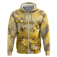 Hawaii Banana Seal Hoodie Ilio Holo I Ka Uaua Aloha DT05 Zip Hoodie Yellow - Polynesian Pride