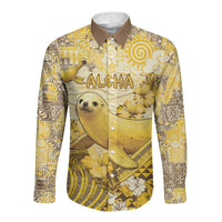 Hawaii Banana Seal Long Sleeve Button Shirt Ilio Holo I Ka Uaua Aloha DT05 Unisex Yellow - Polynesian Pride