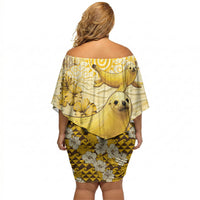 Hawaii Banana Seal Off Shoulder Short Dress Ilio Holo I Ka Uaua Aloha DT05 - Polynesian Pride