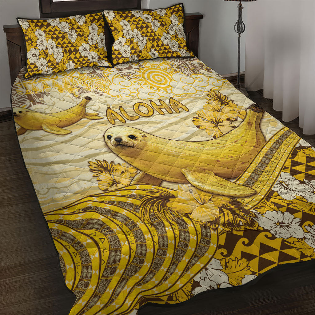 Hawaii Banana Seal Quilt Bed Set Ilio Holo I Ka Uaua Aloha DT05 Yellow - Polynesian Pride
