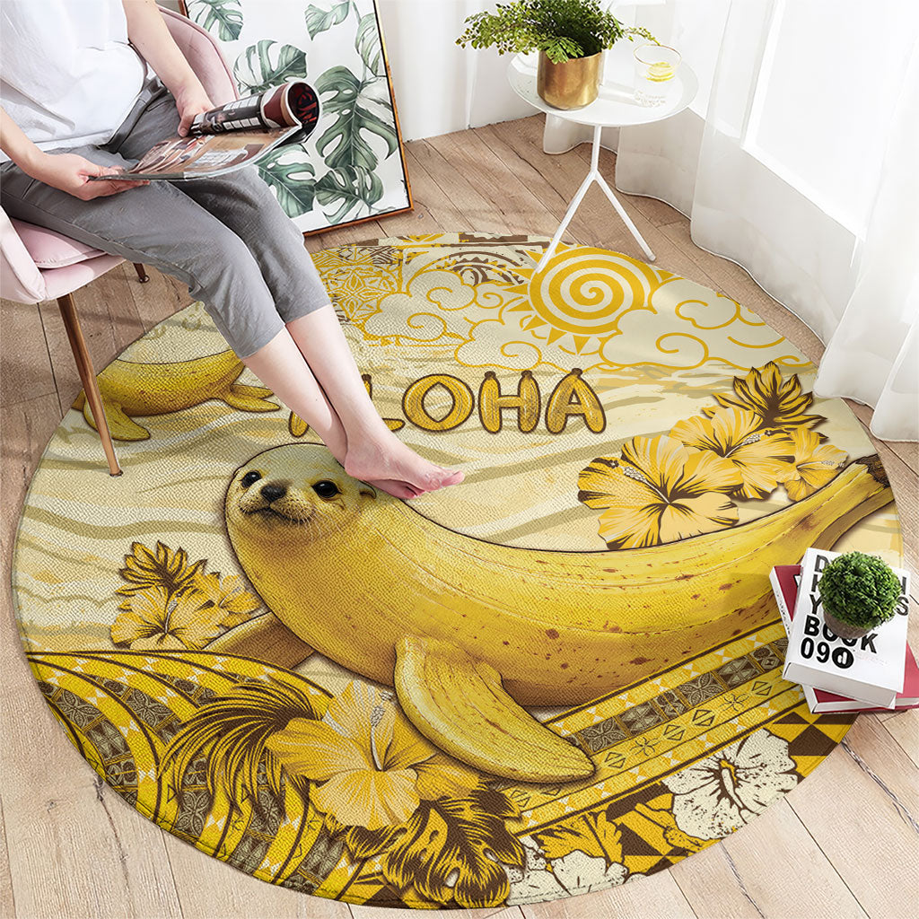 Hawaii Banana Seal Round Carpet Ilio Holo I Ka Uaua Aloha DT05 - Polynesian Pride