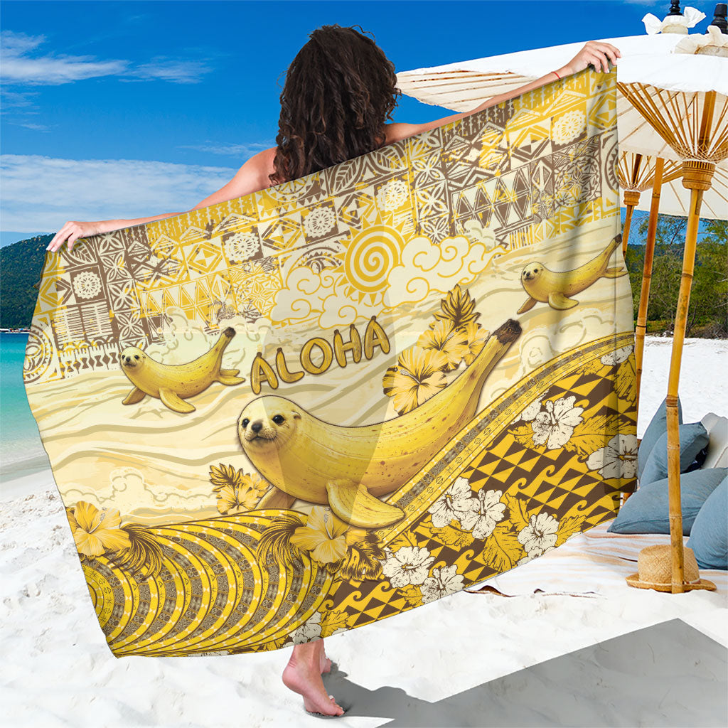 Hawaii Banana Seal Sarong Ilio Holo I Ka Uaua Aloha DT05 One Size 44 x 66 inches Yellow - Polynesian Pride