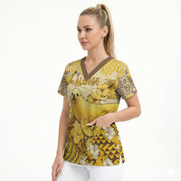 Hawaii Banana Seal Scrub Top Ilio Holo I Ka Uaua Aloha DT05 - Polynesian Pride