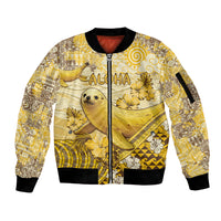 Hawaii Banana Seal Sleeve Zip Bomber Jacket Ilio Holo I Ka Uaua Aloha DT05 Unisex Yellow - Polynesian Pride