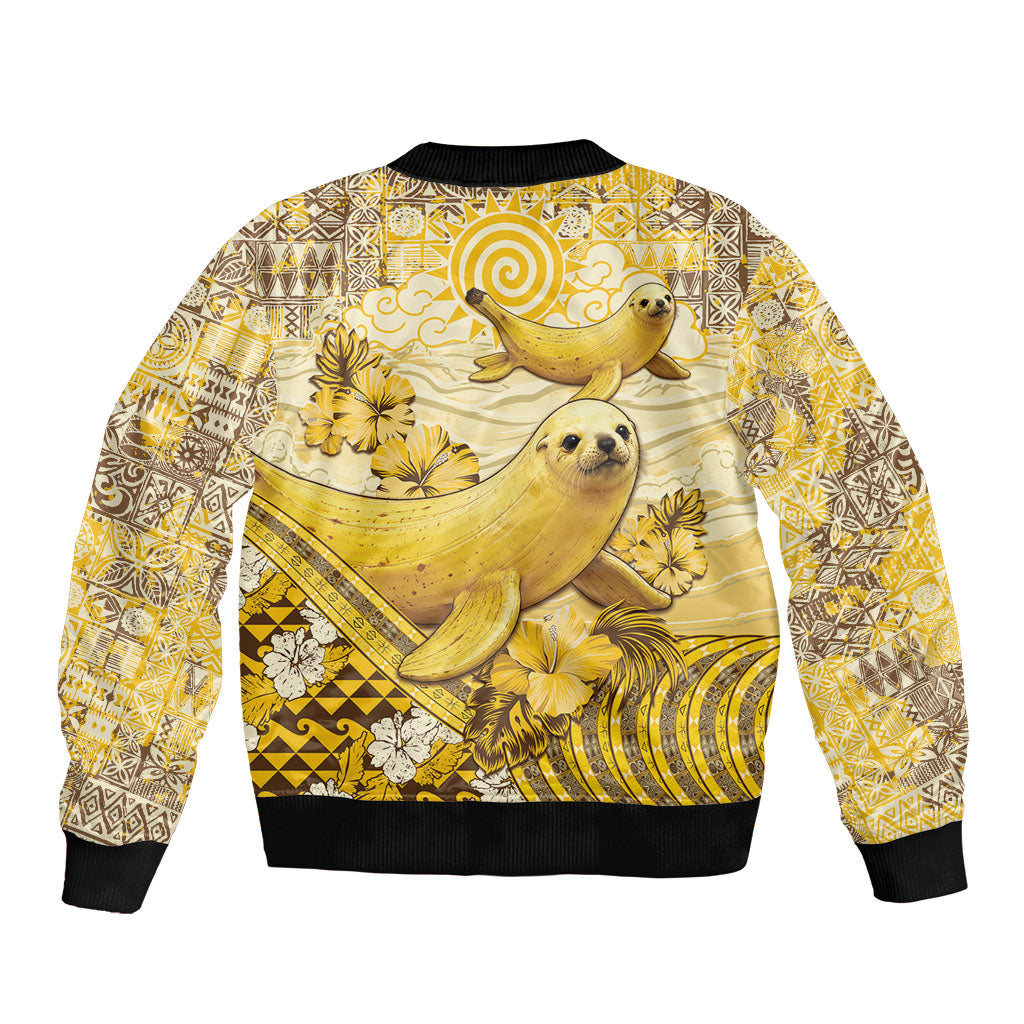 Hawaii Banana Seal Sleeve Zip Bomber Jacket Ilio Holo I Ka Uaua Aloha DT05 - Polynesian Pride