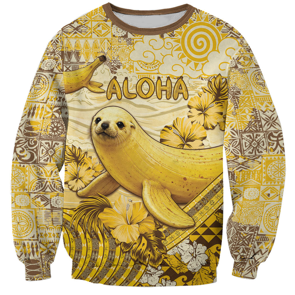 Hawaii Banana Seal Sweatshirt Ilio Holo I Ka Uaua Aloha DT05 Unisex Yellow - Polynesian Pride