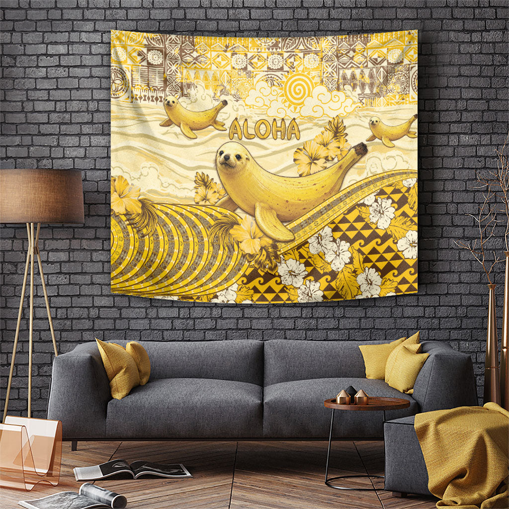 Hawaii Banana Seal Tapestry Ilio Holo I Ka Uaua Aloha DT05 Yellow - Polynesian Pride