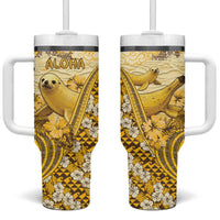 Hawaii Banana Seal Tumbler With Handle Ilio Holo I Ka Uaua Aloha DT05 One Size: 40 oz Yellow - Polynesian Pride