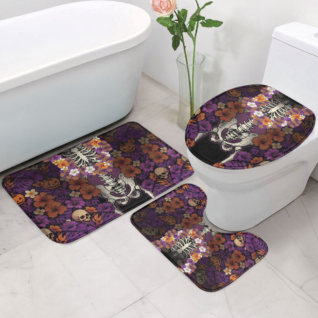 Hawaii Halloween Bathroom Set Skeleton Bones Flower Lei Tropical Floral DT05 - Polynesian Pride