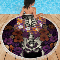 Hawaii Halloween Beach Blanket Skeleton Bones Flower Lei Tropical Floral DT05 - Polynesian Pride