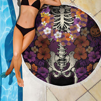 Hawaii Halloween Beach Blanket Skeleton Bones Flower Lei Tropical Floral DT05 - Polynesian Pride