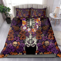 Hawaii Halloween Bedding Set Skeleton Bones Flower Lei Tropical Floral DT05 - Polynesian Pride
