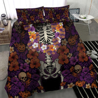 Hawaii Halloween Bedding Set Skeleton Bones Flower Lei Tropical Floral DT05 - Polynesian Pride