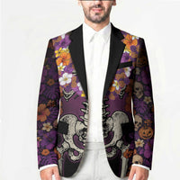 Hawaii Halloween Blazer Skeleton Bones Flower Lei Tropical Floral DT05 - Polynesian Pride