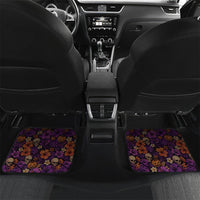 Hawaii Halloween Car Mats Skeleton Bones Flower Lei Tropical Floral DT05 Set 2pcs - Back Black - Polynesian Pride