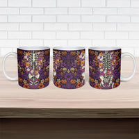Hawaii Halloween Ceramic Mug Skeleton Bones Flower Lei Tropical Floral DT05 - Polynesian Pride