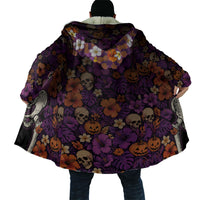Hawaii Halloween Cloak Skeleton Bones Flower Lei Tropical Floral DT05 - Polynesian Pride