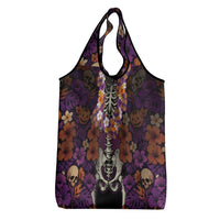 Hawaii Halloween Grocery Bag Skeleton Bones Flower Lei Tropical Floral DT05 - Polynesian Pride